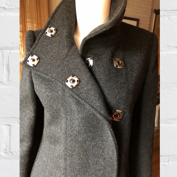 Thomas Wylde is grey cashmere wool snap up coat S - Picture 7 of 8
